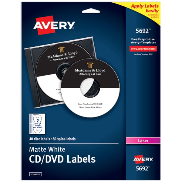 CD Labels, 40 Blank CD Labels & 80 Spine Labels